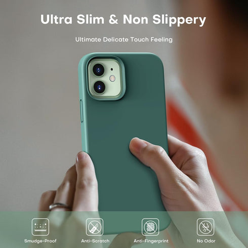 TOCOL for iPhone 12/ iPhone 12 Pro Case, Slim Silicone Case for iPhone 12/12 Pro 6.1 Inch, Precise Fit, Anti-Slip, Drop Protection, Midnight Green...