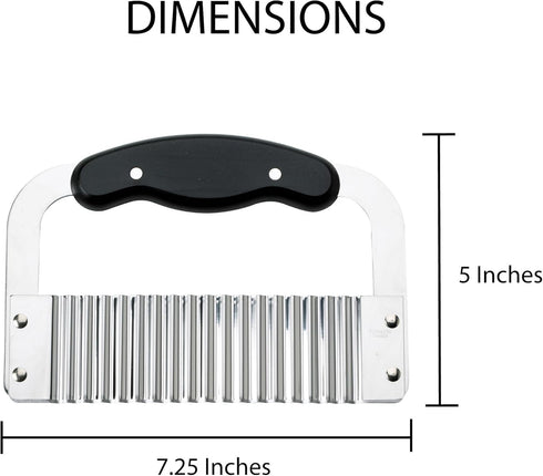 HIC Kitchen Crinkle-Cut Wave Slicer French Fry Vegetable Cutter, Stainless Steel Blade...