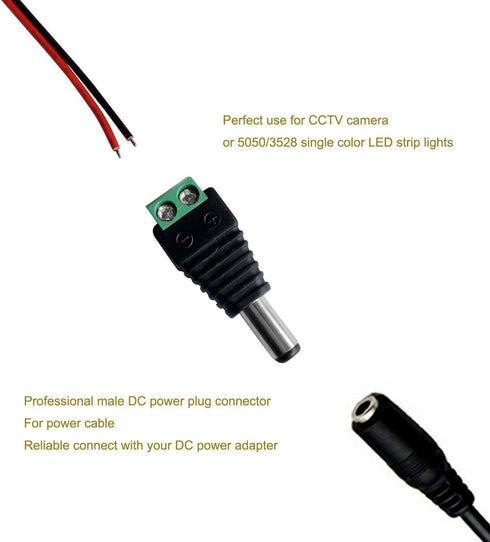 10 Male 12v DC Power Jack Adapter Connector for Led Strip CCTV Camera...