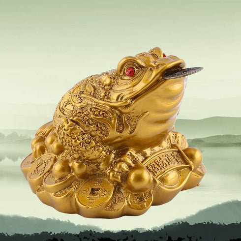 Hilitand Money Frog Toad Decoration,Chinese Feng Shui Wealth Lucky Money Frog Statue Home Office Decoration Good Lucky Gift(S-6X6X5cm)...