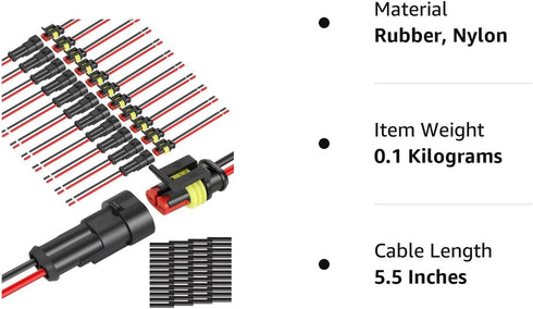NAOEVO 2 Pin Connector Waterproof?16 AWG 2 Wire Connectors, Automotive Electrical Connectors Male And Female Way With Heat Shrink Tubing For Car T...