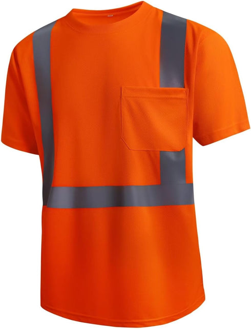 SKSAFETY High Visibility Classic T-Shirts Quick Dry Class 2 Safety Shirts for Men?Women, Quick Dry Reflective Short Sleeve Breathable Birdeyes T-S...