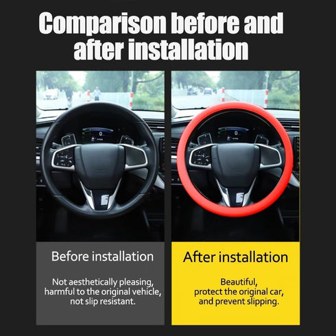 Car Steering Wheel Cover, Anti-Slip Silicone Steering Wheel Protector, Universal Car Accessories Wheel Cover for Most of Cars (Red)...