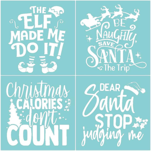 Silk Screen Stencil – DIY Adhesive Stencils Reusable - Merry Christmas Stencil - Mesh Transfers Stencils for Crafts, Wood Signs & More (Fun Christ...