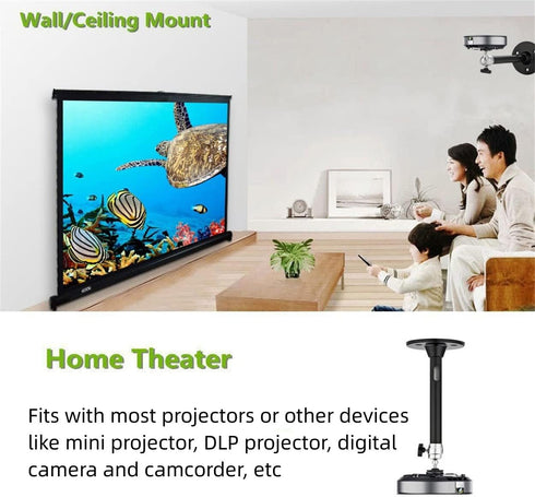 Mini Ceiling Wall Projector Mount Stand 360° Rotation Tripod Mount Compatible with Most Mini Projectors Digital Camera Camcorder (215mm, Black)...