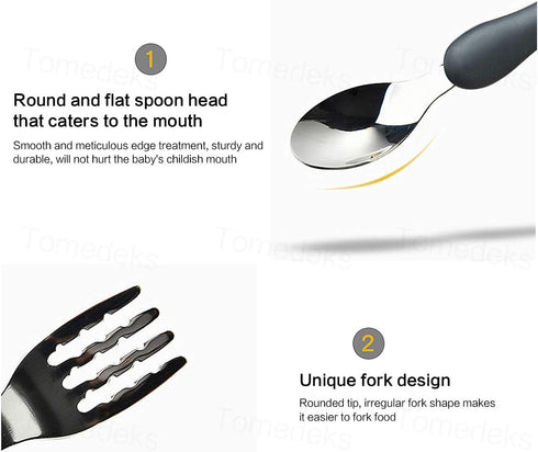 Toddler Utensils, 4 PCS Travel Cutlery Set Baby, Kids Spoon And Fork Self-Feeding, Carrot Child Flatware Sets, Stainless Steel Fun Baby Silverware...