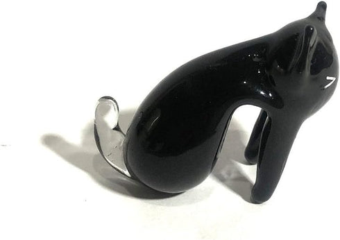 Handmade Mini 1.5" Blown Glass Cat Putitto Figurines Figures Art Dinner Decoration,Collectible Dollhouse Gift Ideas,Miniature Pet Animals,Tiny Orn...