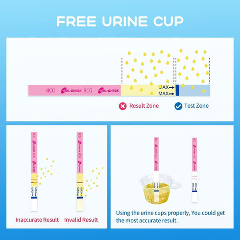 Pregnancy Tests with Cup, HEAL-CHECK Bulk Pregnancy Test Strips for Home Detection, Over 99% Accuracy, Individually Wrapped, Extra-Wide 5mm HCG Te...