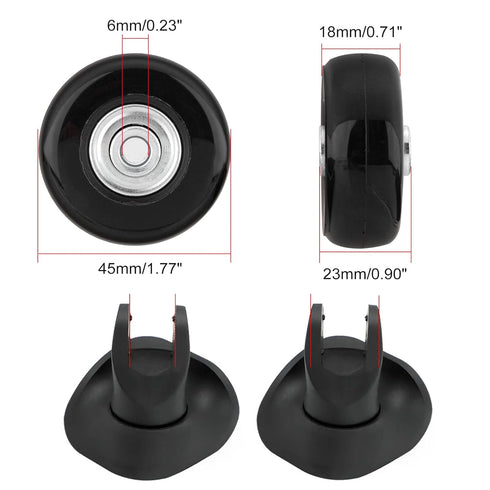 OCGIG 45mm x 18mm Set of 4 Luggage Suitcase Replacement Wheels Rubber Swivel Caster Wheels Axles Repair Kit...