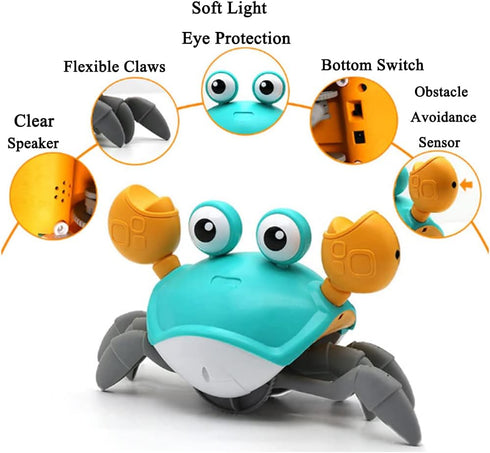 Crawling Crab Dog Toy, Interactive Toys for Boredom Dogs Cats Pet, Obstacle Avoidance Dancing Fun Toys Moving Toy for Puppys/Small/Medium Dogs Chr...