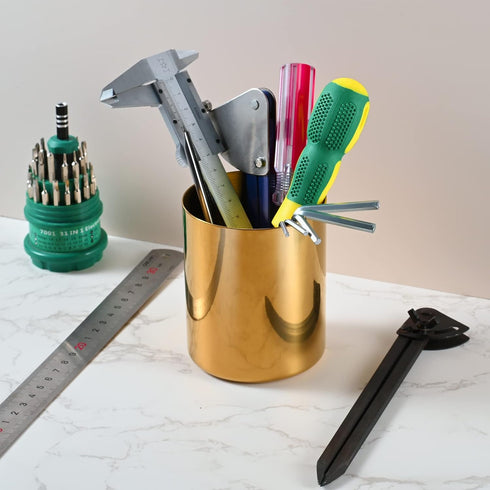 Stainless Steel Pencil Cup Holder Desk Organizer Nordic Style,Pen Pot Desk,Simple Pen Mug,Makeup Brush Holder Organizer for Vanity Dressing Table,...