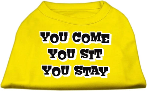Pet Dog & Cat Shirt Screen Printed, You Come, You Sit, You Stay Bright Pink 2XL (20-25 lbs.)...