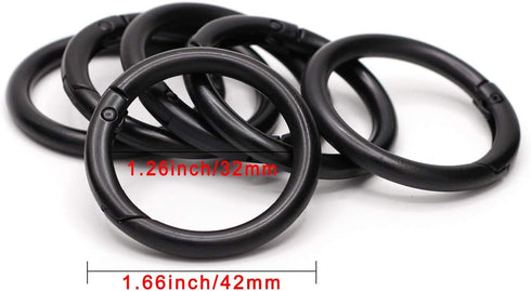 10Pcs Zinc Alloy Spring O Ring, 1-1/4" 32mm Gate O Ring Round Carabiner Metal Snap Clip Trigger Spring Keyring Buckle for Bags,Purses...