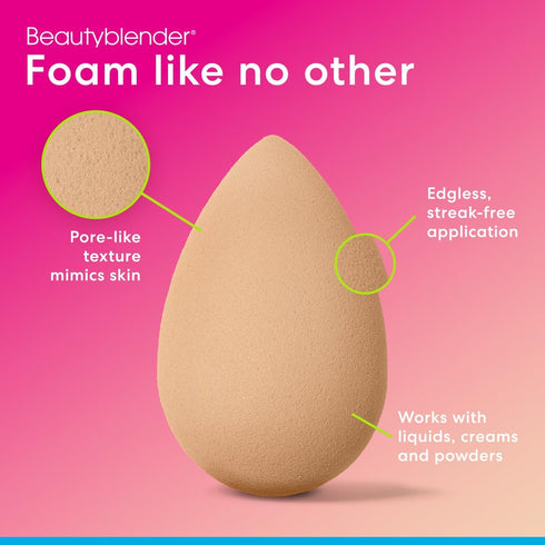 Beautyblender® | Nude Beige Beauty Blender Makeup Sponge, Super-Soft Foam Easily Blends Foundations, Powders & Creams, Made in USA, Reusable, Wash...