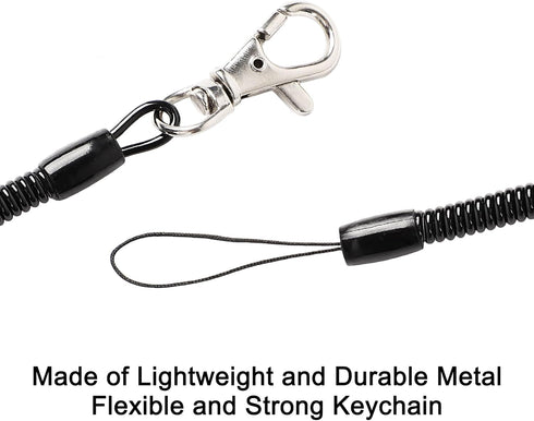 uxcell Retractable Coil Springs Lanyard, 3 Pcs Keychain Cord Holder Strap with Lobster Claw Clasps, Spiral Stretchy Anti-Theft Security Cable Rope...