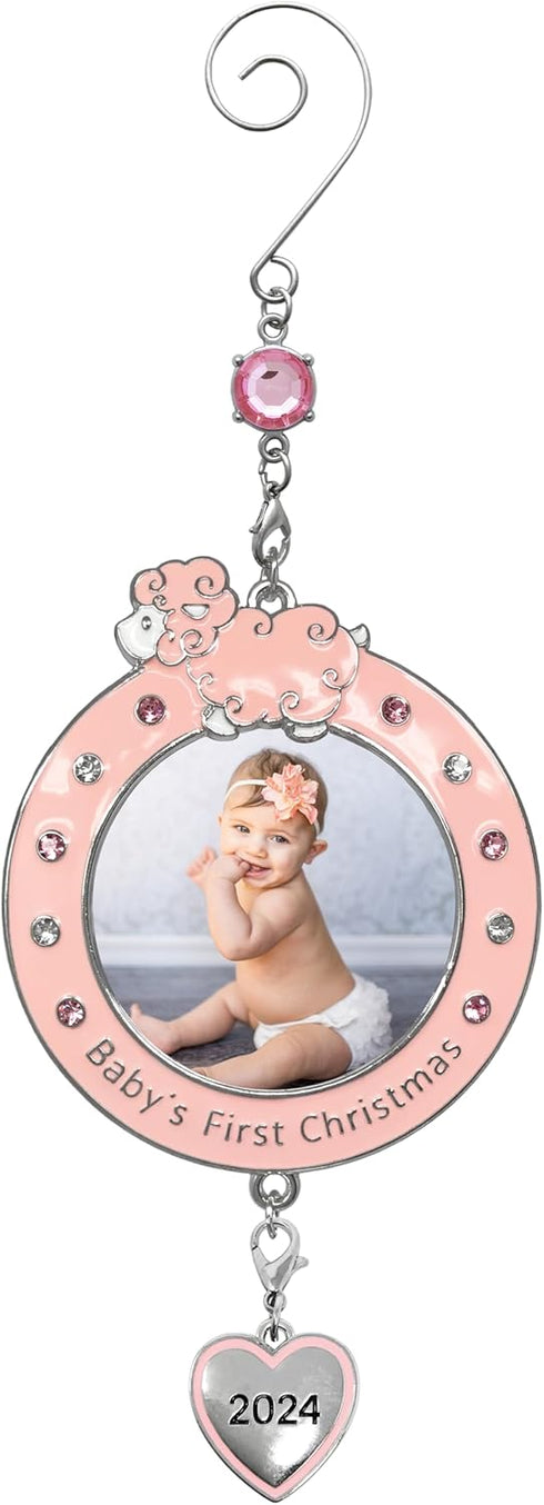 BANBERRY DESIGNS Baby Girl's First Christmas Photo Ornament - 2025 Dated Xmas Picture Decoration for Newborn Daughter - Baby's 1st Keepsake - Gift...