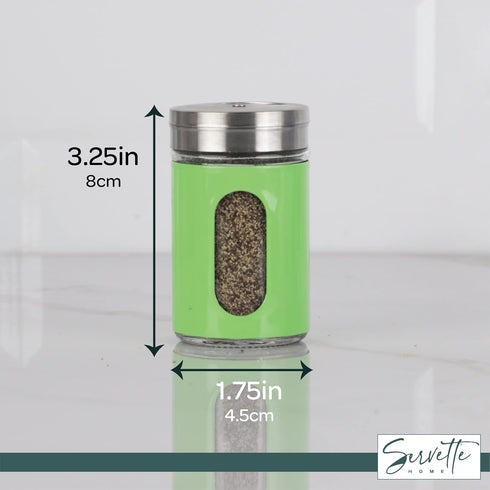 Salt Pepper Shaker Retro Single Spice Jar Glass - Green...