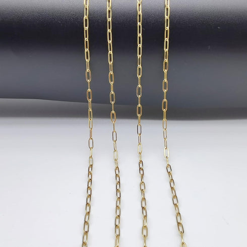 KEIAOUE 16.4 Feet Stainless Steel Paperclip Chains for Jewelry Making Gold Plated Bulk Bracelet Necklace Chain with Lobster Clasps and Jump Rings ...