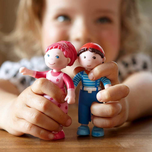 HABA Little Friends Matze - 4" Boy Dollhouse Toy Figure with Blue Overalls and Red Cap...
