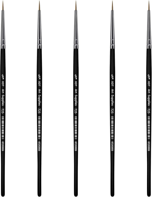 XDT#725 Micro Detail Artist Pin Point Painting Brush Set of 5 Piece #0000 Brushes Set, Acrylic Watercolor Oil, Fine Detailing Painting, Art, Scale...