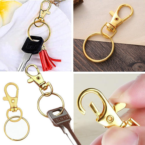 60 Pcs Premium Gold Swivel Clasps Lanyard Snap Hooks with Key Rings, Key Chain Clip Hooks Lobster Claw Clasps for Keychain Clip Lanyard, Jewelry M...