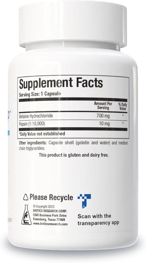 Biotics Research Betaine Plus HP - High Potency Hydrochloric Acid Supplement, Supports Digestive Function 90 Capsules...