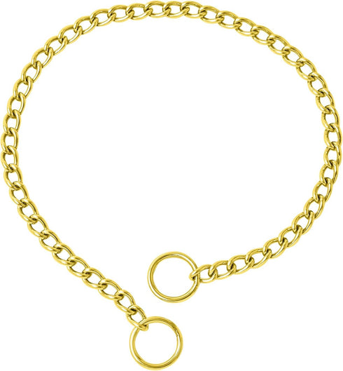 WePet Dog Chain Collar, Metal Slip Collar, Heavy Duty Choke Collar, for Training, Control, Durable Steel Cuban Links, Avail, Gold, L...