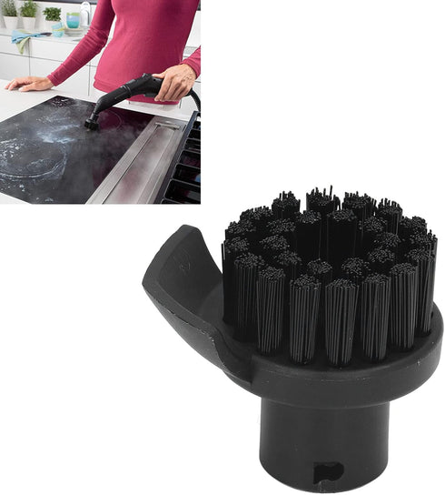 Steam Cleaning Brush, Steam Cleaner Round Nylon Brush Black Hard Bristles Easy to Replace Steam Cleaner Replacement Accessories...