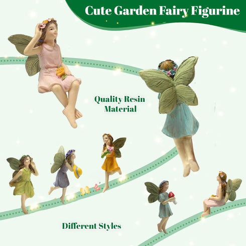 5 Pcs Fairy Garden Accessories Miniature Fairies Figurines Resin Garden Ornaments Fairy Decor for Outdoor Garden Lawn Home and Pot Plants Decorati...