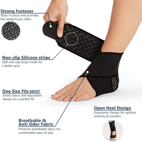 Ankle Brace Support Adjustable Breathable Elastic Nylon Material Fit for Most Size Use for Sports (Black 1pcs)...