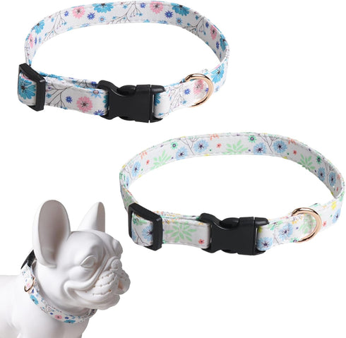 2 Pack Adjustable Personalized Dog Collars Soft Fancy Pet Collar Cute Flower Dog Collars Ideal for Male and Female Pet Dogs...