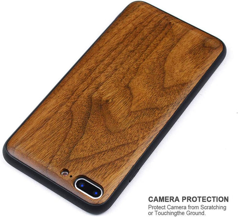 Wood Case for iPhone 7 Plus/8 Plus -Real Natural Wood- Slim Shockproof Hybrid Wooden Cover for iPhone 7P/8P (Walnut)...