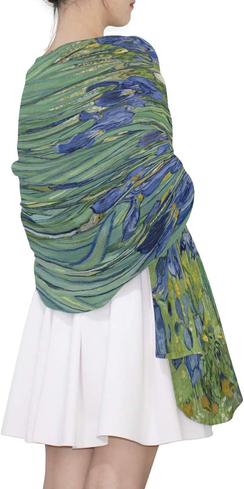 AUUXVA Women Silk Scarf Lightweight Long Soft Chiffon Shawl Wrap Neck Scarves Muffler for Ladies Girls Men (Iris flower)...