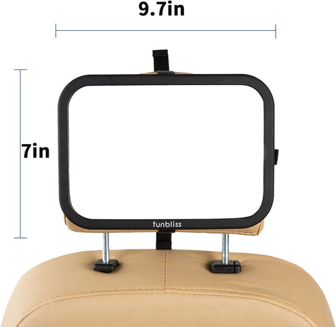 Baby Car Mirror Most Stable Backseat Mirror with Premium Matte Finish,Ultra High Definition PMMA Material, Secure and Shatterproof,Black...