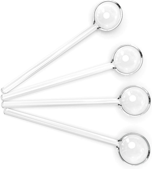 Teabloom Glass Stirring Spoons – Set of 4 Crystal Clear Petite Teaspoons (5.3 inches) – Coffee or Tea Glass Stirrers – Heat-Resistant and Toxin-Fr...