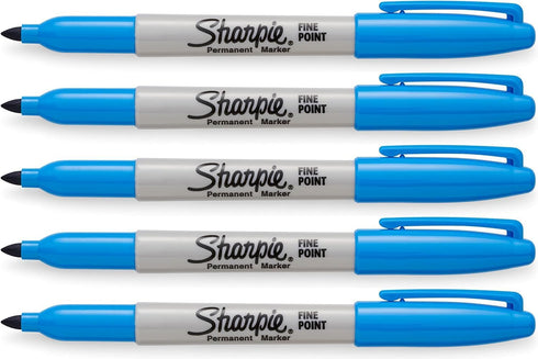 Sharpie Blue, Fine Point Tip, Permanent Markers, 5-Count (Brilliant Blue)...