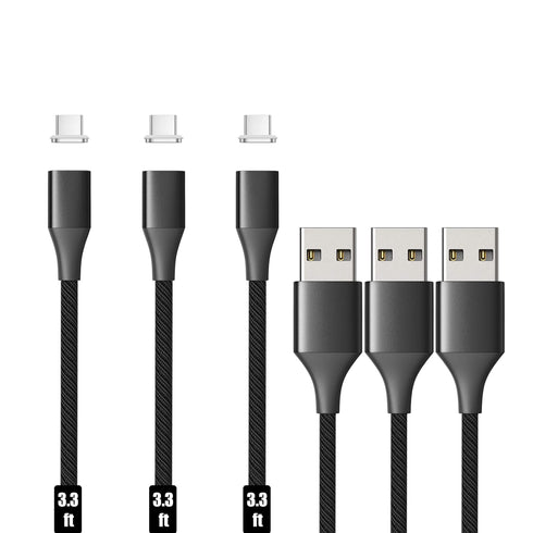 N. NETDOT Magnetic Charging Cable, Gen10 Nylon Braided Magnetic Phone Charger Compatible with USB-C,Type C Devices and Phones(3.3ft/3 pack black)...
