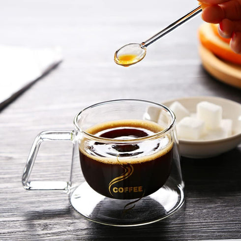 4 Pcs Clear Glass Tea Spoon Glass Stirring Spoon Stick Long Handle Coffee Stirrer Iced Tea Spoon Glass Stirring Spoon for Cocktail Tea Dessert App...