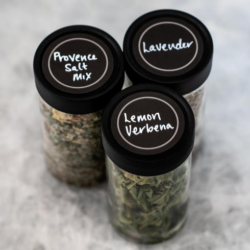 AllSpice 70 Black Water Resistant Round Spice Jar Labels Set 1.5"- Fits Penzeys and AllSpice Jars- Blank...