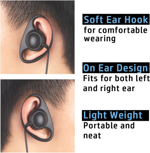 2X D-Style Earpiece Headset Mic PTT Compatible with Motorola All Talkabout 2 Way Radio T100 T200 T210 T260 T270 T380 T402 T460 T465 T470 T475 T480...