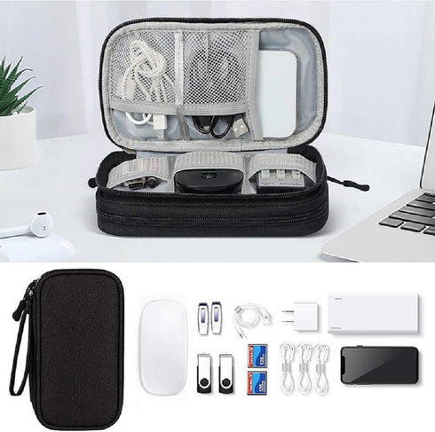 Electronic Organizer Bag, Waterproof Portable Travel Cable Storage Bag, Multifunctional Cord Storage Case for USB Drive, Dard Drive, Power Bank, C...