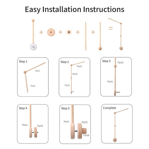 Baby Crib Mobile Arm,HBM Wooden Mobile Arm for Crib Mobile Hanger for Crib Baby Girl Nursery Decor...