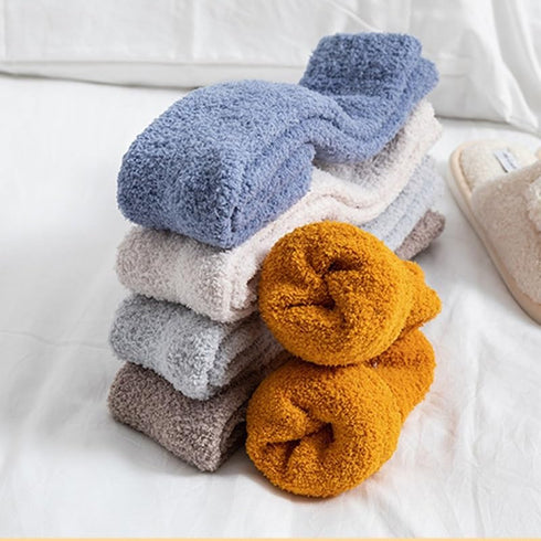 Winter Warm Coral Fleece Thermo Socks Women Knee High White Socks for Girls Soks Solid Thicken Plush Sleep Socken...