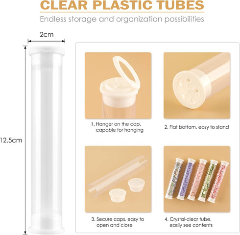 11Pcs large Clear Plastic Empty Tubes Storage With Clear Storage CaseTransparent Plastic Test Tube Container both ends Lid Tubes Bead Container an...