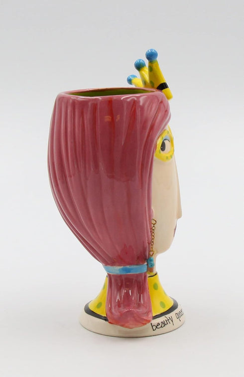 Appletree Design ATD Beauty Queen Vase, 6-1/2-Inch Tall, Pink, Cartoon, Ceramic, Oblong, Home Office, Distinctive Design...