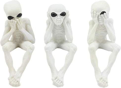 Ebros Glow in The Dark See Hear Speak No Evil Alien Shelf Sitters Set of 3 Extra Terrestrial Creatures Alien Figurines...