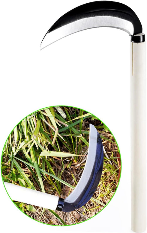 TOYPOPOR Carbon Steel Grass Sickle, 15'' Japanese Gardening Weeding Weeder, Garden Hand Tool, Farming Weed Remover, Scythe Blade Cutter, Manual Mo...