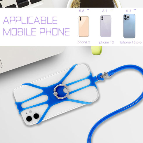 Universal Phone Lanyard, Cell Phone Lanyard Neck Strap 2 in-1 Phone Strap with Finger Ring Holder Compatible with Most Smartphones (Blue)......