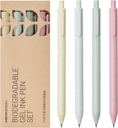 Kaco Eco Friendly Pens 4 Pieces Cute Colorful Gel Ink Pens with Black Ink Retractable Colored Pen Set Office School Supplies Statonary...