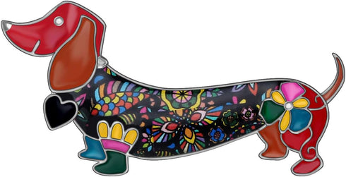 Bonsny Enamel Alloy Sweet Dachshund Dog Brooches Pin Jewelry For Women Girls Novelty Gift Charms...
